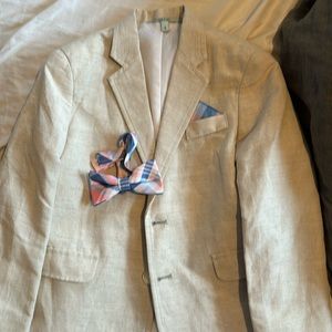 Linen boys suit jacket and tie
